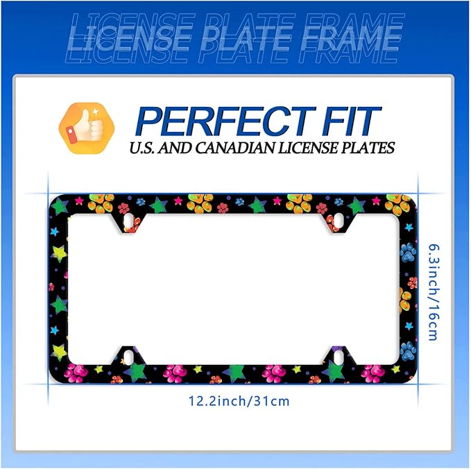 Colorful Animal Paw and Star License Plate Frame Colorful License Plate - Image 7