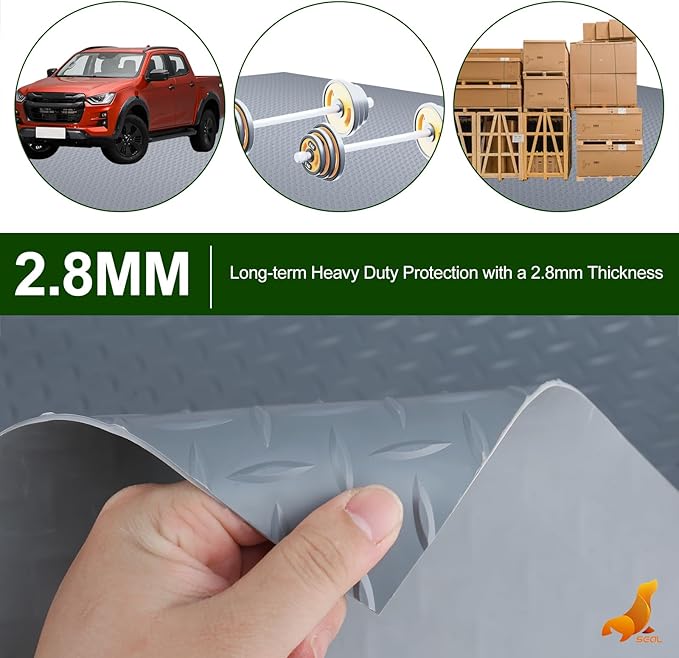 SEAL 4 x 15 Ft Premium Garage Floor Mat, Solid 2.8mm Thick Gray Commercial - Image 3