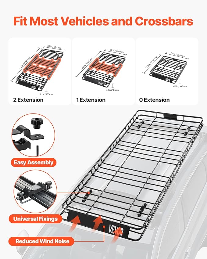 VEVOR Roof Rack Basket, Universal Rooftop Cargo Carrier - Image 3