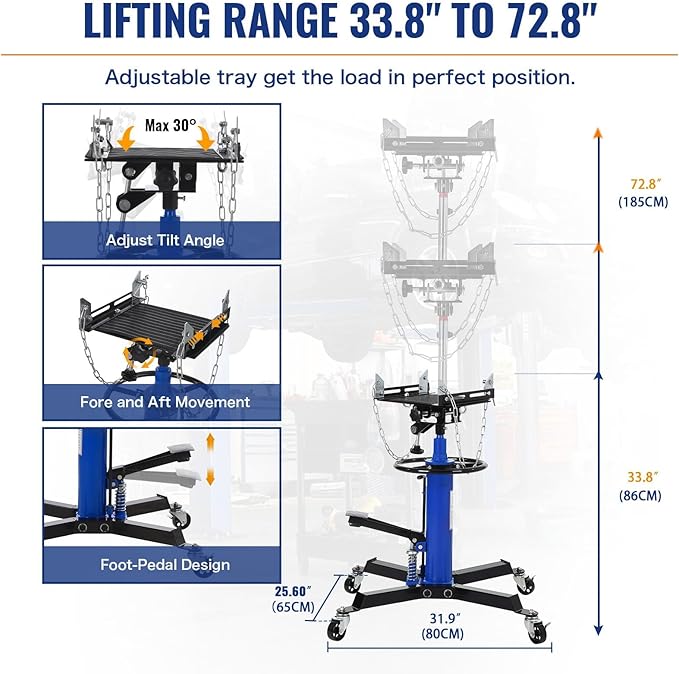 Transmission Jack with Wheels-Hydraulic Transmission Jack with Foot Pedal - Image 2
