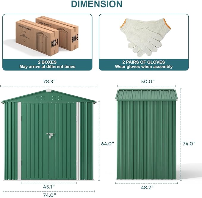 Gizoon Outdoor Storage Shed 6 x 4 FT, Galvanized Metal Garden Shed - Image 7