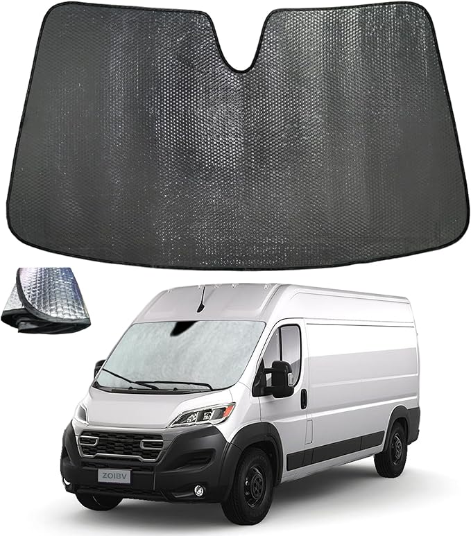 Windshield Sun Shade for 2014-2025 Dodge RAM ProMaster Full Size Cargo Van by ZOIBVCARSUNSHADE