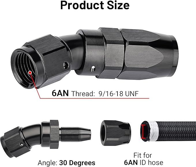 EVIL ENERGY 6AN 30 Degree One Piece Full Flow Hose End Fitting Swivel - Image 2