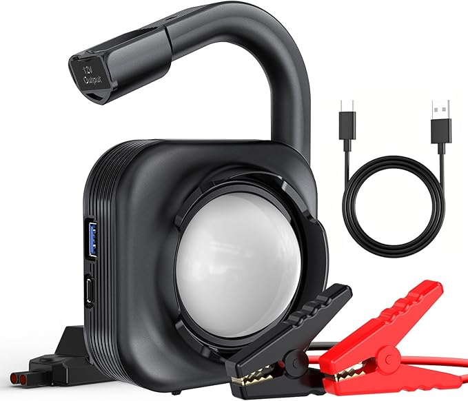 Portable Car Jump Starter with Camp Light, 2000A Peak, Ultrasafe 12V Battery by KURSOHEY