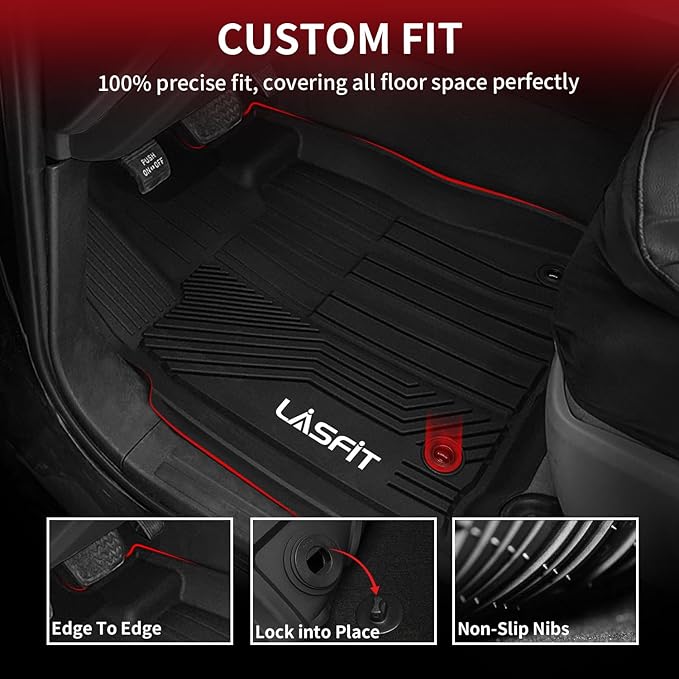 LASFIT Floor Mats for Toyota Tundra 2014-2021 CrewMax Cab, All Weather Custom - Image 2