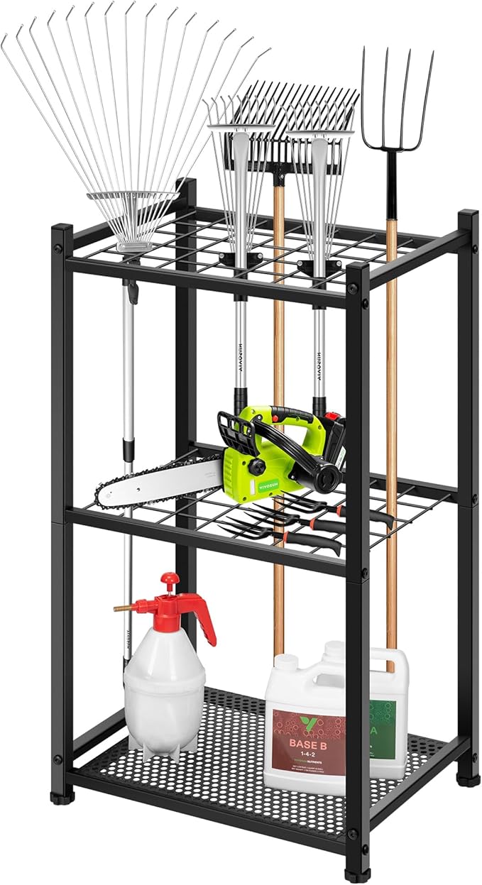 VIVOSUN Garden Tool Organizer, Heavy Duty Steel Tool Rack Tool Stand, Yard Tool by VIVOSUN