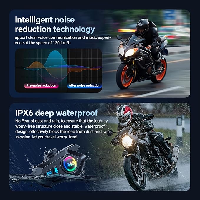 Motorcycle Helmet Bluetooth Headset, Outdoor Wireless Bluetooth 5.4 Headphone - Image 2