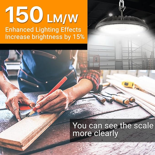 150W 4 Pack LED High Bay Light, 22500 lm, IP65 Waterproof, Commercial Lighting - Image 2