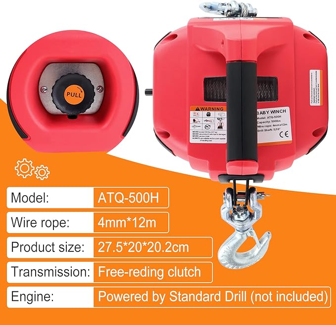 Portable Drill Winch, Rotate The Hook 360 Degrees, Stretched Wire Fence - Image 7