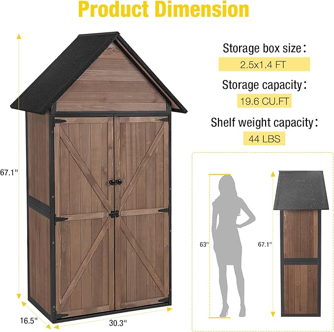 Outdoor Storage Shed, Vertical Wooden Tool Shed - Image 7