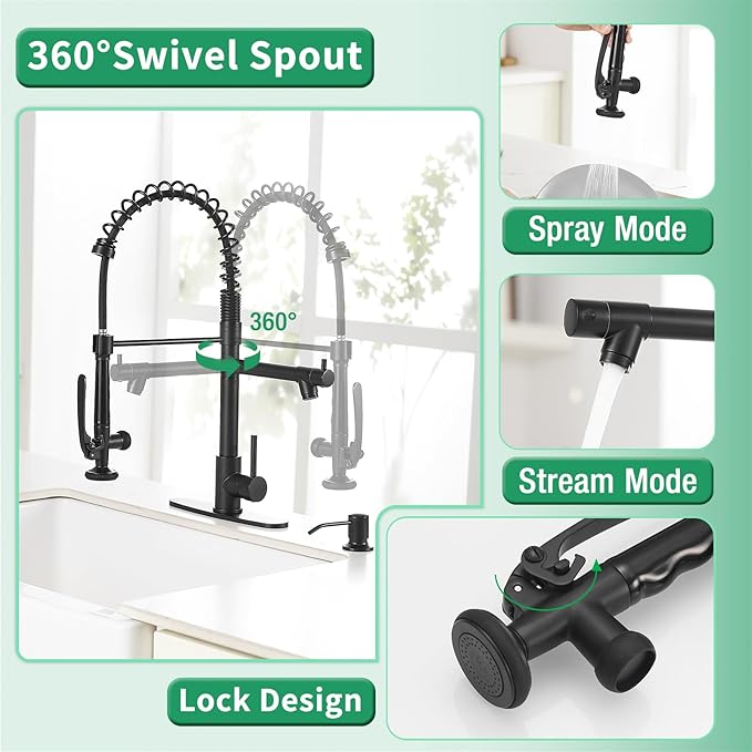 Fapully Commercial Pull Down Kitchen Sink Faucet - Image 4