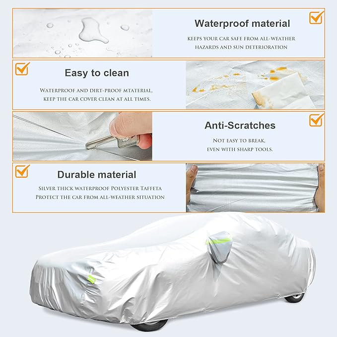 Car Cover for Automobiles All Weather Waterproof Universal Fit for Sedan - Image 5