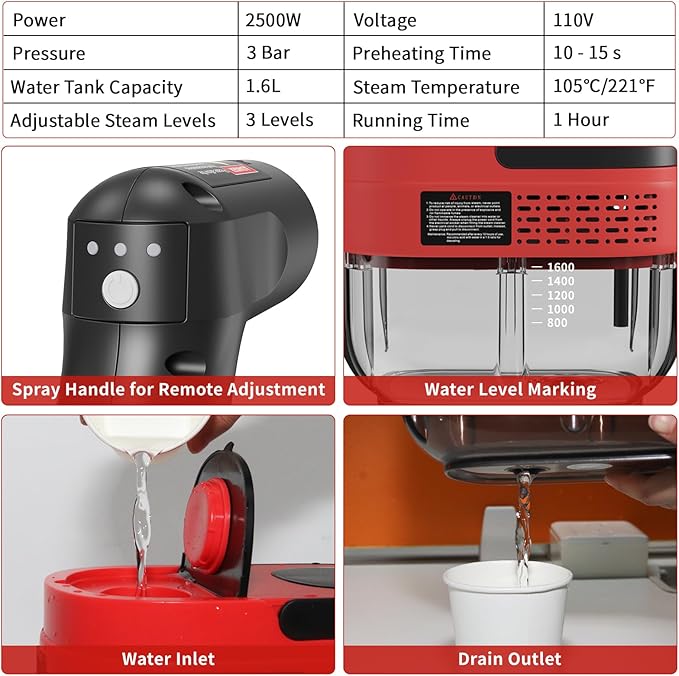 Handheld Steam Cleaner for Home, 2500W High Temperature Pressurized Machine - Image 6
