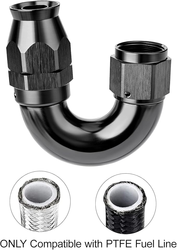 EVIL ENERGY 12AN 180 Degree PTFE One Piece Full Flow End Hose Fitting Aluminum - Image 5
