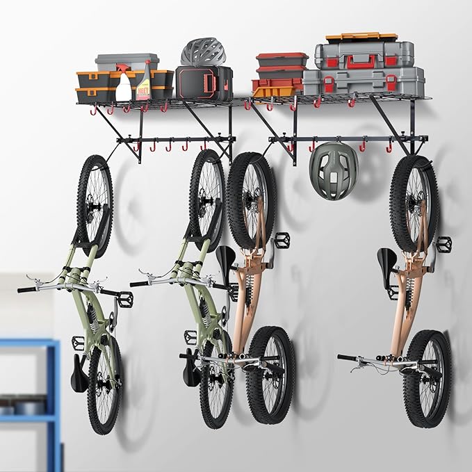 VEVOR Bike Storage Rack, 4 Bike Racks, Wall Mount Bike Storage Hanger - Image 8