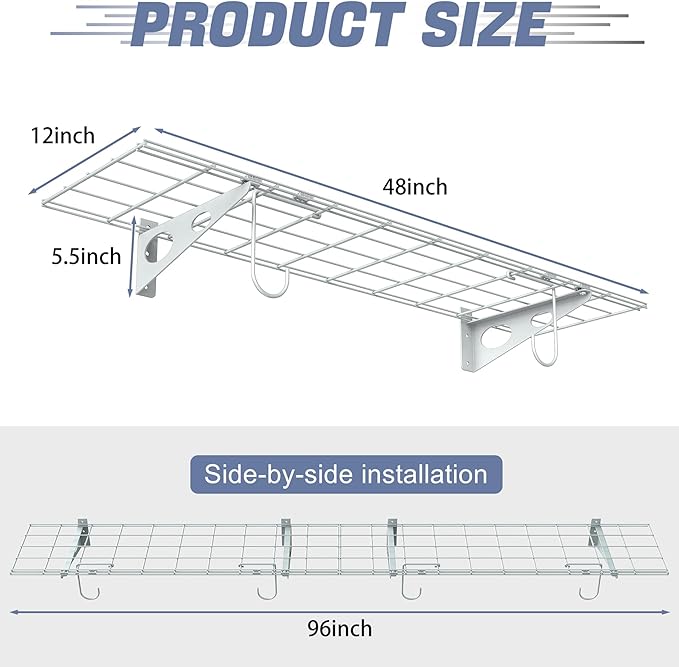 WALMANN 2-Pack Garage Wall Shelves, 1 x 4 ft/12 * 48 inch Wall Mounted Storage - Image 4