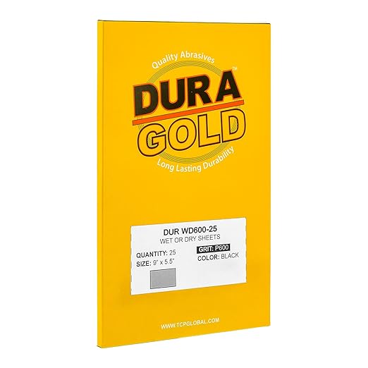 Dura-Gold Premium 600 Grit Wet or Dry Sandpaper Sheets, 5-1/2" x 9", Box of 25 - Image 3