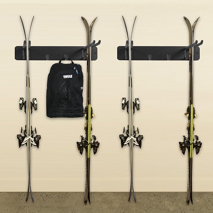 Wall Mount Ski Storage Rack, Garage Snowboard Storage Organizer 8 Pairs Metal - Image 2