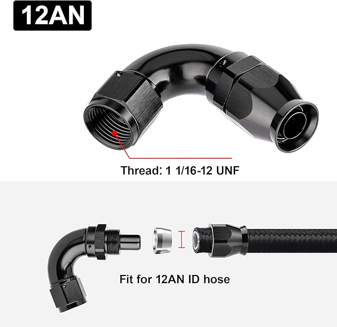 EVIL ENERGY 12AN 120 Degree PTFE One Piece Full Flow End Hose Fitting Aluminum - Image 4