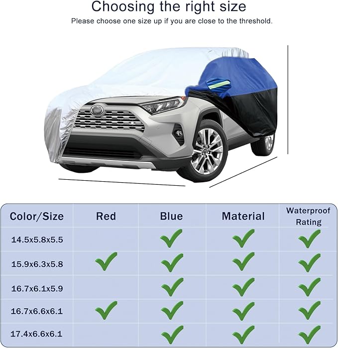 Car Cover for SUV Waterproof All Weather Snowproof UV Windproof Outdoor Full - Image 2