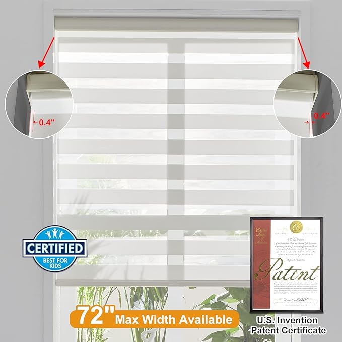 Persilux Cordless Zebra Blinds for Windows Free-Stop Dual Layer Roller Windows - Image 4
