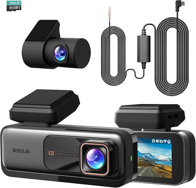 4k Dash Cam Front and Rear, 24/7 Parking Monitor by BOTSLAB