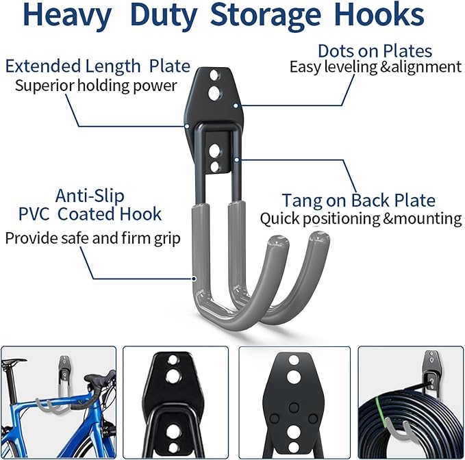 3-H Garden Hose Holder Wall Mount 4 Pack, Solid Steel Hose Hanger, Water Hose - Image 3