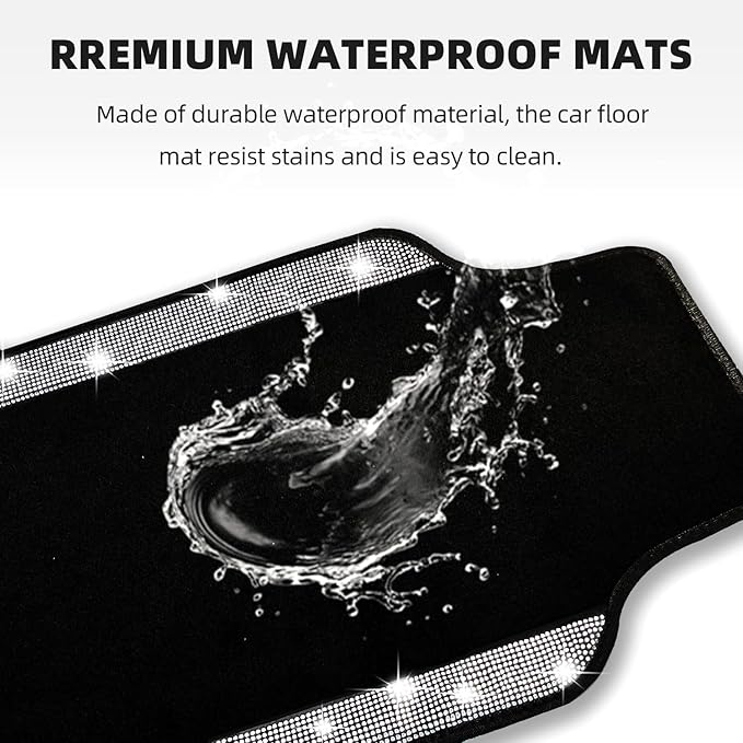 NBTEPEM Bling Car Floor Mats Full Set, Universal Fit Most Cars - Image 3