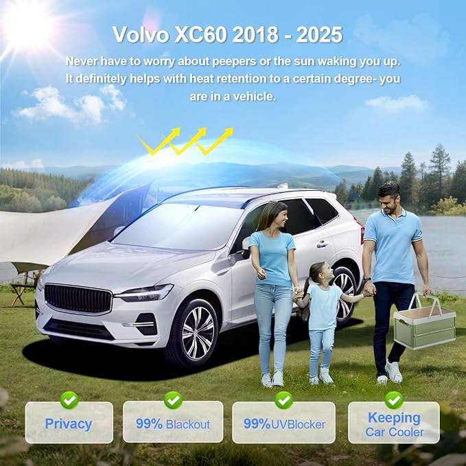 8pcs Car Window Shades for Volvo XC60 2018-2024 2025 Accessories, Windshield - Image 2