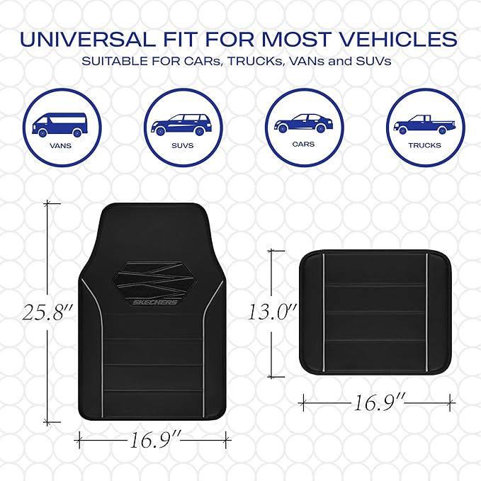 Skechers Memory Foam Car Mats, Leather Piping Floor Mats - Image 6