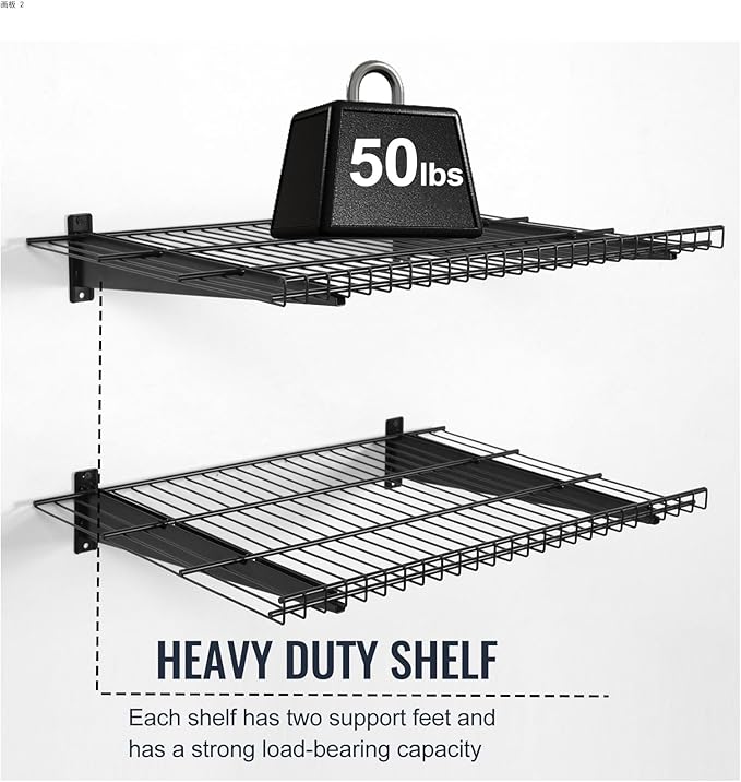 2 Pack Garage Wall Mounted Shelf, 27.6" x 11.4" Heavy Duty Wall Storage Shelves - Image 4
