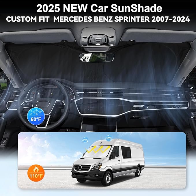Custom Fit Benz Sprinter Windshield Sunshade - Image 4
