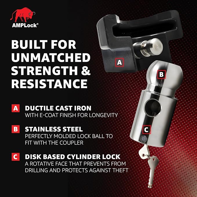 AMPLock - U-BRHT2516 2-5/16" Trailer Ball Hitch Lock - Titan Weld-on Design - Image 3