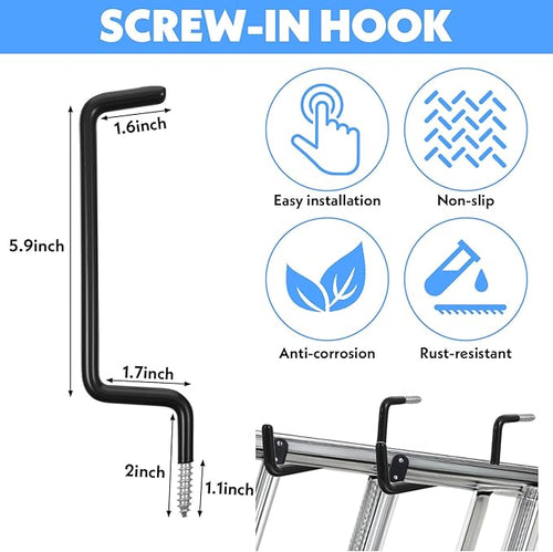 12 Pcs Heavy-Duty Black Ladder Hooks – Iron & PVC Wall Mount Storage Hangers - Image 2
