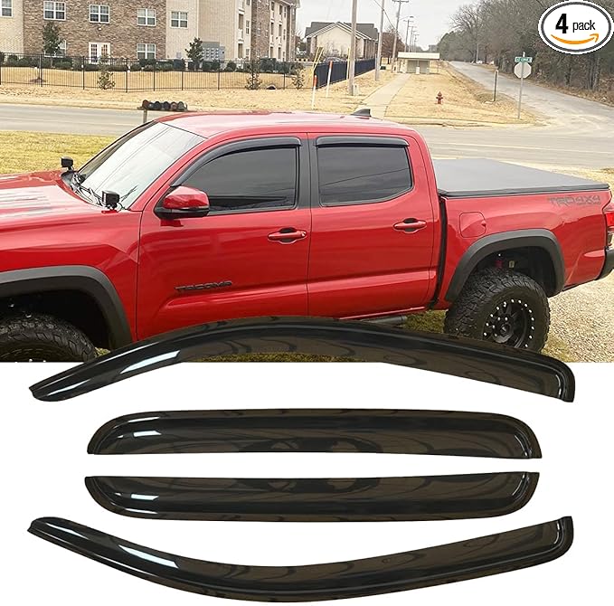 4pcs Outside Mount Style Window Rain Guards Durable Side Window Wind Deflectors by Deebior