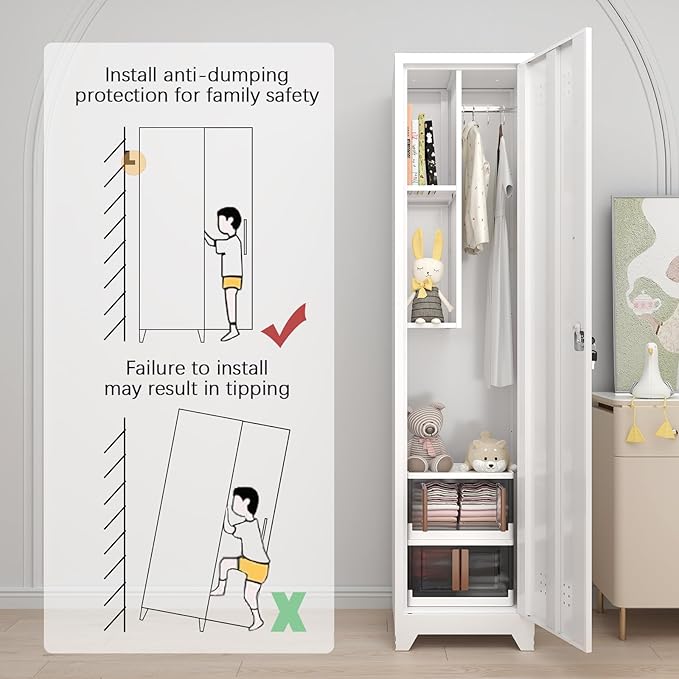 GREATMEET Slim Broom Closet Storage Cabinet, Narrow Utility Closet, Utility - Image 5