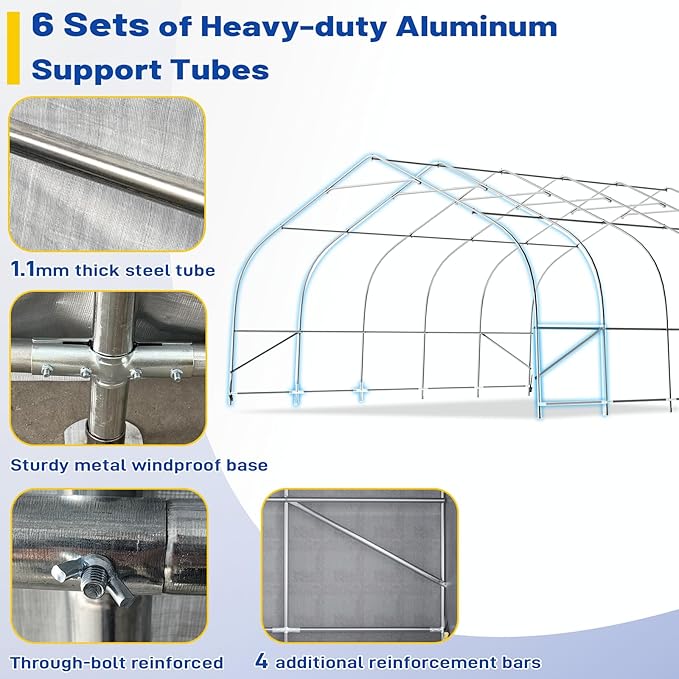 EROMMY 20x20 FT Heavy Duty Durable Carport, Galvanized Steel Frame Garage - Image 3