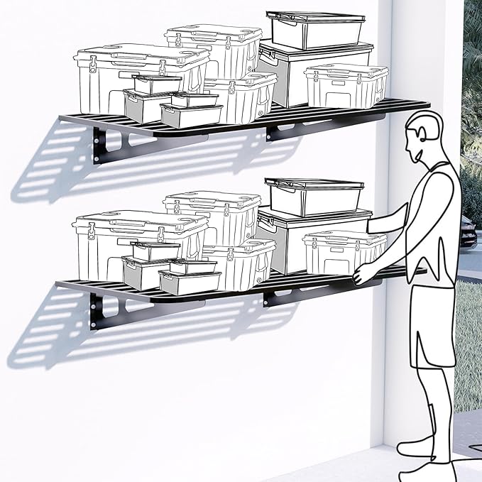 2-Pack 2x4ft Garage Wall Shelving, 2 Shelf Total 8 ft Garage Wall Storage - Image 6