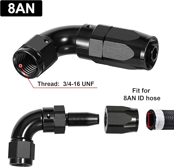 EVIL ENERGY 8AN 90 Degree One Piece Full Flow Hose End Fitting Swivel - Image 2