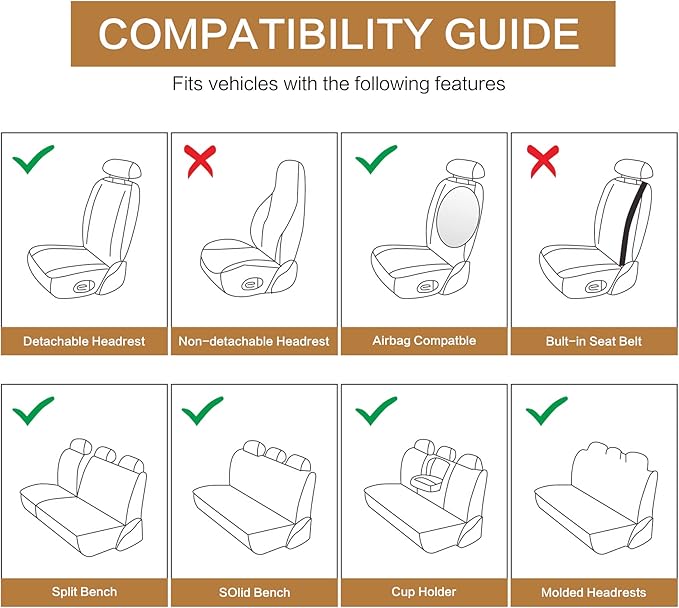 Pariitadin Leather Car Seat Covers Full Set, Waterproof Faux Leather Seat Covers - Image 7
