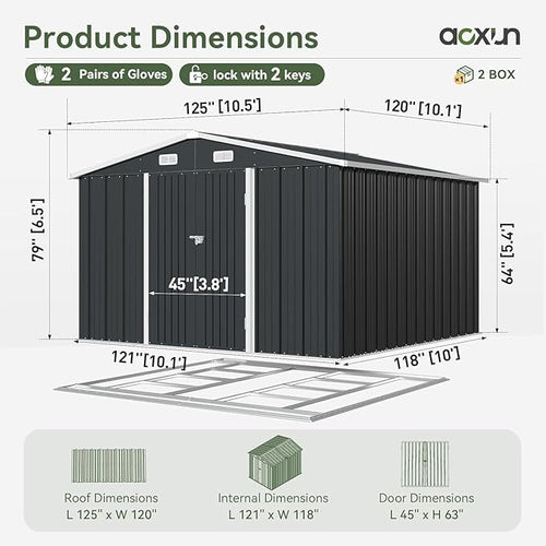 10x10 FT Shed Outdoor Storage Shed - Image 2
