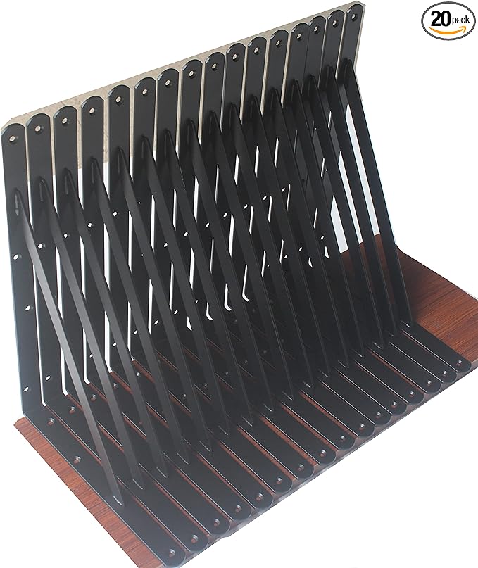 20 Pack L18 x H 12" Black Heavy Duty Shelf Brackets by MHMYDZ