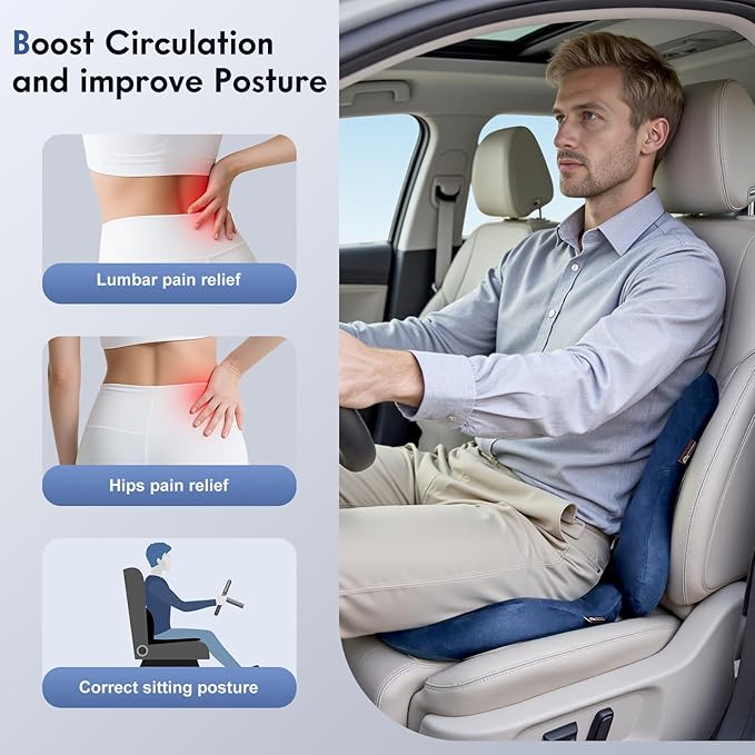 Coverado Memory Foam Car Seat Cushion and Lumbar Support Pillow - Image 2