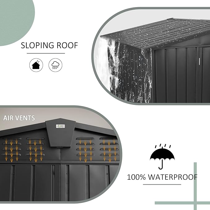 Domi Outdoor Storage Shed 8.2' x 6.2', Metal Steel Utility Tool Shed Storage - Image 2