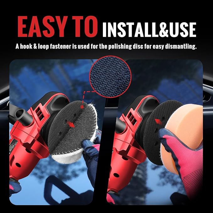 Cordless Buffer Polisher, 5 Inch Random Orbital Car Buffers Waxer and Polishers - Image 6