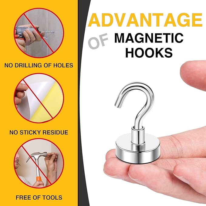 DIYMAG Magnetic Hooks, 30lbs+ Magnet Hook 2025 Cruise Cabin Ship Essentials - Image 7