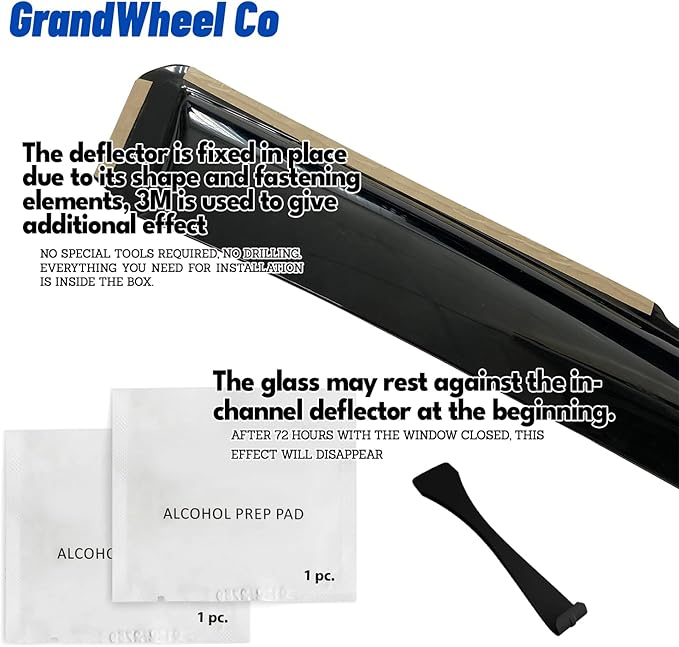 GrandWheel Co Smoke Tinted in-Channel Side Window Vent Visor Deflectors Rain - Image 4