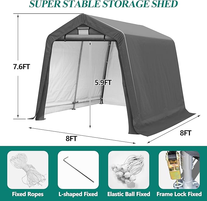 8' x 8' Outdoor Storage Shelter Shed- Heavy Duty Storage Tent - Image 2