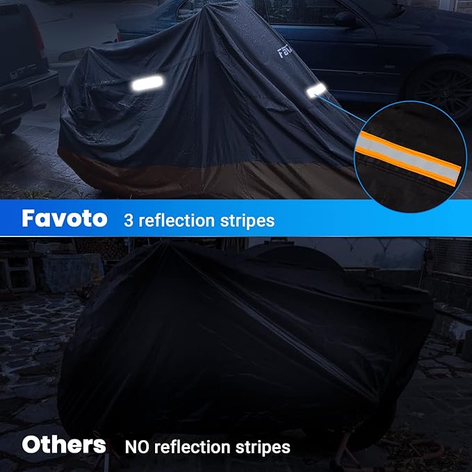 Favoto Motorcycle Cover Reflective 96.5 inches Length All Season Universal - Image 4