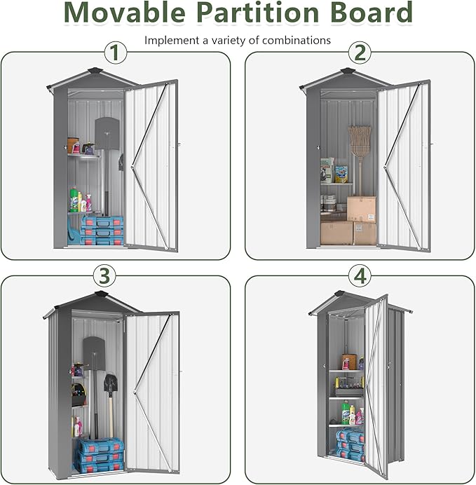 2.5x1.4 FT Outdoor Storage Shed, Small Metal Garden Shed - Image 7